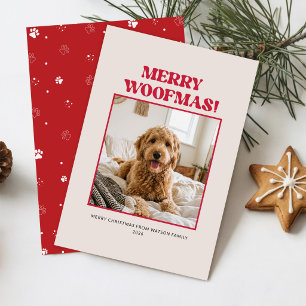 Personalisierte süße rote Tier-Foto-Hund Weihnacht Feiertagskarte