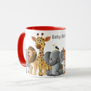 Personalisierte süße Safari-Tiere Kinder Name  Tasse