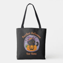 Personalisierte süße schwarze Katze Halloween-Tasc