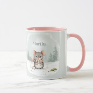 Personalisierte Süße Wasserfarbe-Maus Winter  Tasse