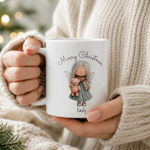 Personalisierte süße Weihnachtsfee und Teddy Kaffeetasse