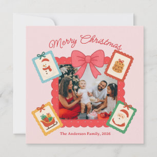 Personalisierte süße Weihnachtsfotocollage Feiertagskarte