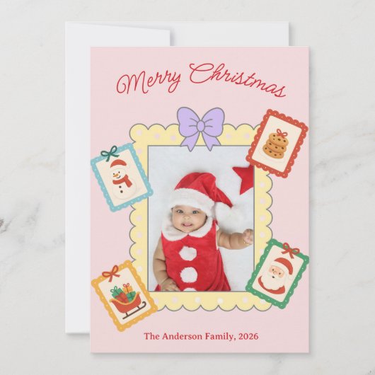 Personalisierte süße Weihnachtsfotocollage Feiertagskarte (Vorderseite)