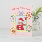 Personalisierte süße Weihnachtsfotocollage Feiertagskarte (Stehend Vorderseite)