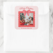 Personalisierte süße Weihnachtsfotocollage Quadratischer Aufkleber (Tasche)