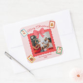 Personalisierte süße Weihnachtsfotocollage Quadratischer Aufkleber (Umschlag)