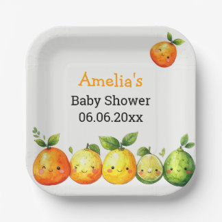 Personalisierte süße Zitrusfrucht-Baby-Party Pappteller