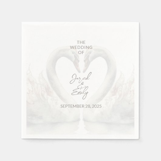 Personalisierte Swan Wedding Paper Napkins Serviette (Vorderseite)