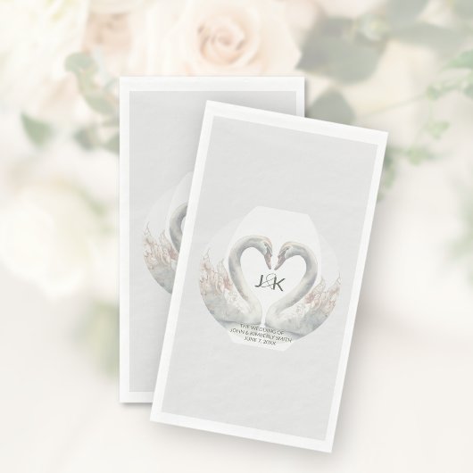 Personalisierte Swan Wedding Paper Napkins Serviette