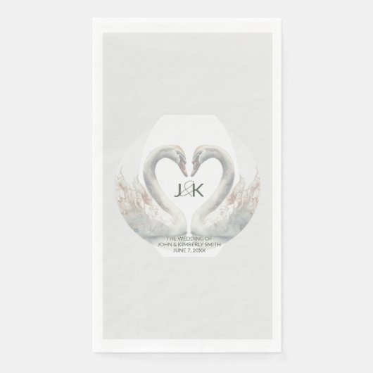 Personalisierte Swan Wedding Paper Napkins Serviette (Vorderseite)