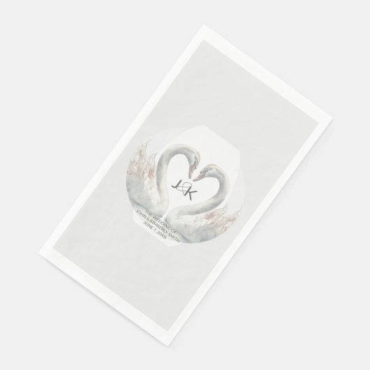 Personalisierte Swan Wedding Paper Napkins Serviette (Ecke)