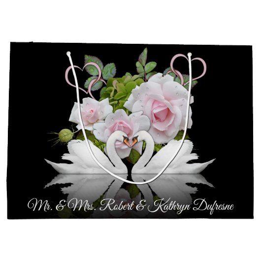 Personalisierte Swans Hochzeit/Jubiläum Große Geschenktüte (Rückseite)