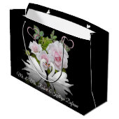 Personalisierte Swans Hochzeit/Jubiläum Große Geschenktüte (Rückseite Schrägansicht)
