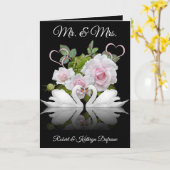 Personalisierte Swans Hochzeit/Jubiläum Karte (Gelbe Blume)