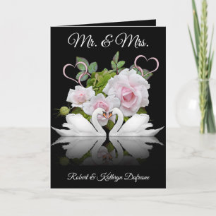 Personalisierte Swans Hochzeit/Jubiläum Karte