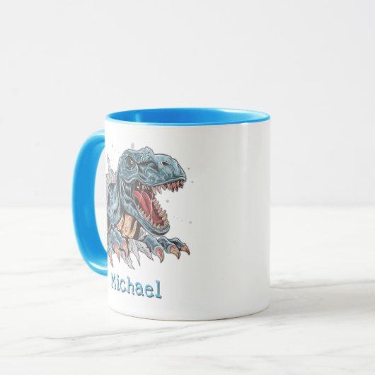 Personalisierte T-Rex-Dinosaurier-Tasse Tasse (Vorderseite Links)