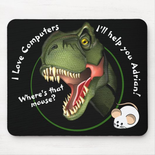 Personalisierte T-Rex Dinosaurier und Kleine Maus Mousepad (Vorne)