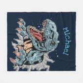 Personalisierte T-Rex-Dinosaurierdecke Fleecedecke (Vorderseite (Horizontal))