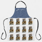 Personalisierte Tabby Cat-Blume All-over-Print-Sch Schürze (Vorderseite)