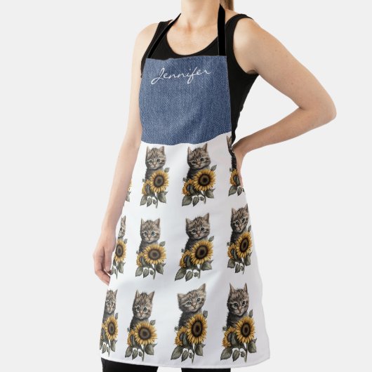 Personalisierte Tabby Cat-Blume All-over-Print-Sch Schürze (InSitu)