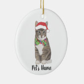 Personalisierte Tabby Katze (grau) Weihnachtsmannm Keramik Ornament (Rechts)