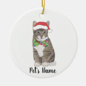 Personalisierte Tabby Katze (grau) Weihnachtsmannm Keramik Ornament (Vorne)
