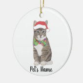 Personalisierte Tabby Katze (grau) Weihnachtsmannm Keramik Ornament (Links)