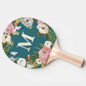 Personalisierte Tabelle mit gestrichenen Floral Tischtennis Schläger (Seitenansicht)