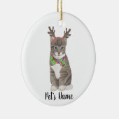 Personalisierte Tablettenkatze (grau) Antler & Bow Keramik Ornament (Rechts)