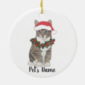 Personalisierte Tablettenkatze (grau) Keramik Ornament (Hinten)