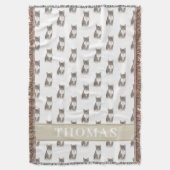 Personalisierte Tablettenkatze (grau) Tan & White Decke (Vorderseite Vertikal)