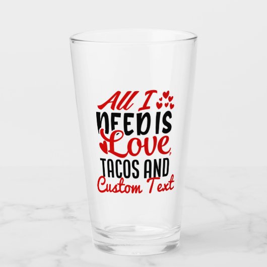 Personalisierte Tacos für Liebe und benutzerdefini Glas (Vorderseite)
