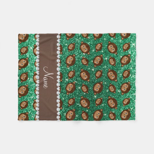 Personalisierte tadellose grüne Glitternamensaffen Fleecedecke (Vorderseite (Horizontal))