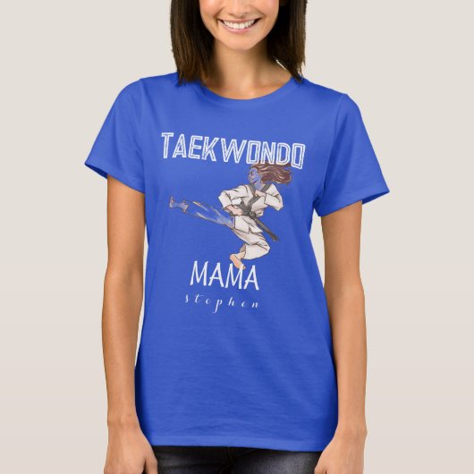 Personalisierte Taekwondo Mama, Sportmutter T-Shirt (Vorderseite)