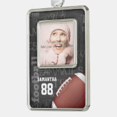 Personalisierte Tafel-amerikanischer Fußball Rahmen-Ornament Silber (Links)