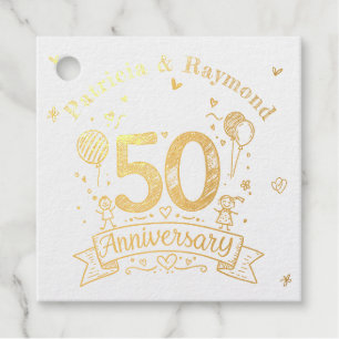 Personalisierte Tafel-Doodle zum 50. Jubiläum  Geschenkanhänger