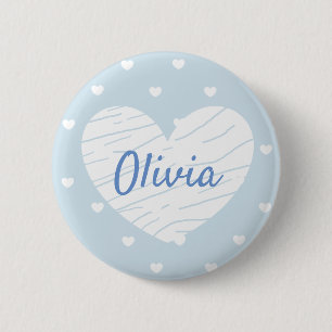 Personalisierte Tag-Buttons Blaue Herzen Button