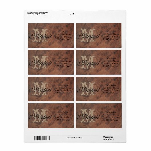 Personalisierte Tan Leather-Adressetiketten (Vorne)