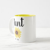 Personalisierte Tante Est. Farbige Sonnenblume Zweifarbige Tasse (Vorderseite Links)