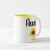 Personalisierte Tante Est. Farbige Sonnenblume Zweifarbige Tasse (VorderseiteRechts)