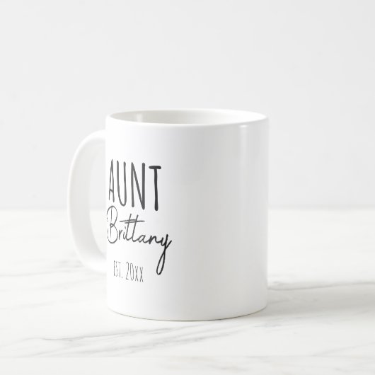 Personalisierte Tante & Est. Jahr Kaffeetasse (Vorderseite Links)