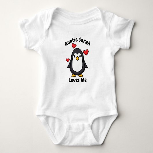 Personalisierte Tante Lieben Mich mit Pinguin Baby Strampler (Vorderseite)