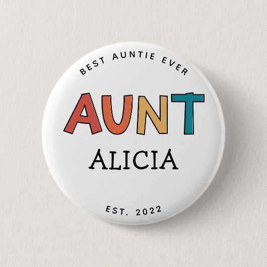 Personalisierte Tante Retro Geschenk Beste Tante j Button (Vorderseite)