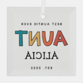 Personalisierte Tante Retro Geschenk Beste Tante j Ornament Aus Glas (Rückseite)