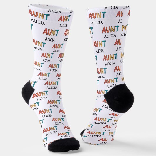 Personalisierte Tante Retro Geschenk Beste Tante j Socken (Gewinkelt)