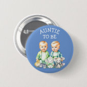 Personalisierte Tante zu Twins Baby Dusche Button (Vorne & Hinten)