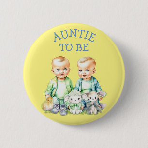 Personalisierte Tante zu Twins Baby Dusche Button