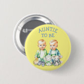 Personalisierte Tante zu Twins Baby Dusche Button (Vorne & Hinten)