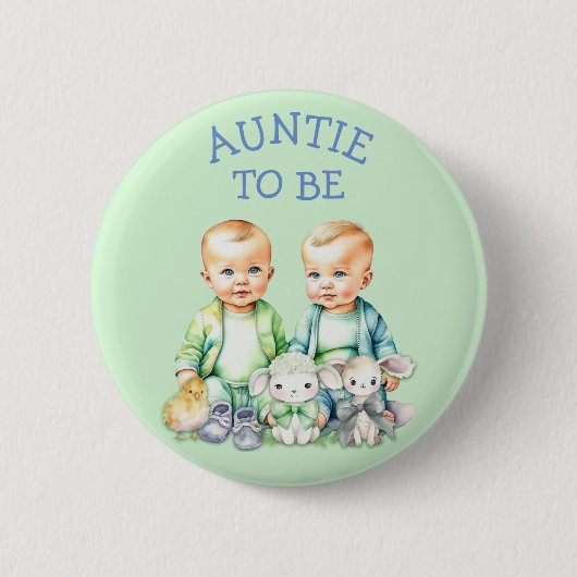 Personalisierte Tante zu Twins Baby Dusche Button (Vorderseite)