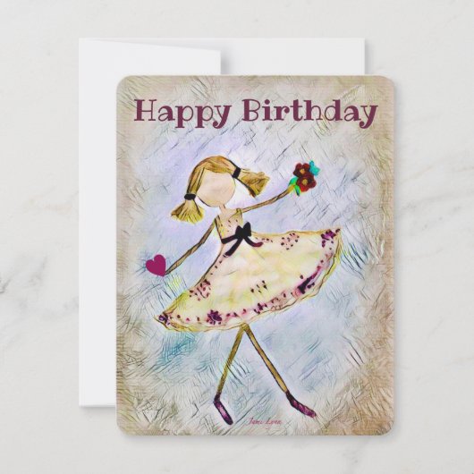 Personalisierte Tänzerin Birthday Card Ballerina (Vorderseite)